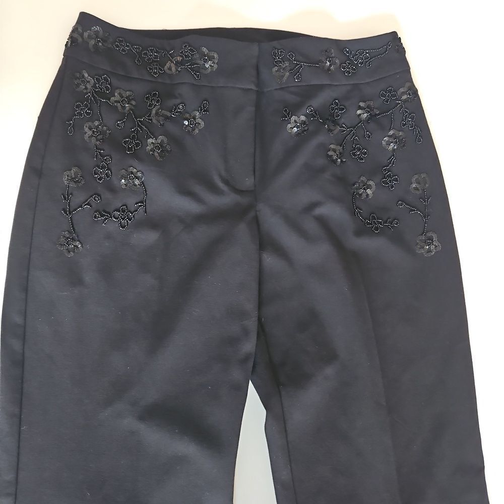 The Limited Stretch Black Elegant Floral Embroidered Women's Pants